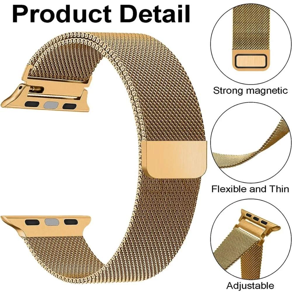 Poshstar Magnetic Apple Watch Band 44, 45, 49mm Gold